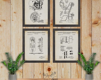 HVAC Patent Print Set of 4 - HVAC Inventions - HVAC Technician Gift - Repair Shop Wall Decor - Heating Contractor Gift - Hvac Poster Art Set