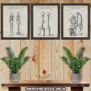 Ensemble de 3 impression brevet pompe à essence - ensemble d&#39;affiches Petroliana - inventions de pompe à essence - art mural station-service rétro - cadeau d&#39;ingénieur pétrolier