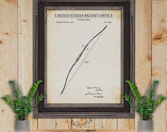 Bogenschießen Bogen Patent Druck - Jagd Erfindung Blueprint Art - 1929 Jagdbogen Poster - Toxophilit Geschenk - Bogen Jäger Geschenk - Bogenschütze Geschenk