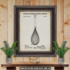 Whisk Patent Print - Culinary Poster - 1896 Kitchen Utensil Invention - Retro Kitchen Decor - Egg Lover Gift - Foodie Gift - Diner Decor