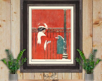 Coles Phillips Fadeaway Girl Art Print - Between You And Me And The Post Art Deco Illustration - Fashion Wall Art - Glamour Girl Poster