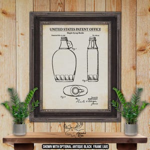 Ahornsirup Flasche Patent Druck - Küchen Poster - 1951 Sirup Erfindung - Retro Küchen Wandkunst - Frühstückscafe Dekor - Diner Wanddeko