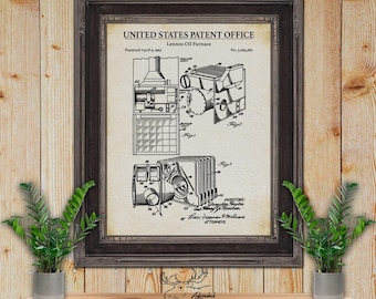 Oil Furnace Patent Print - 1963 HVAC Invention - Rustic HVAC Poster - HVAC Technician Gift - Repair Shop Wall Art - Heating Contractor Gift
