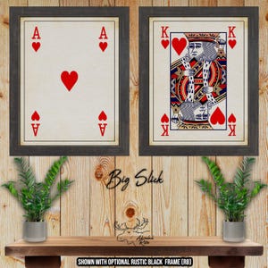 Aas en hartenkoning Fine Art-afdrukken speelkaart - Big Slick pokerkaartposters - Black Jack-afdruk - cadeau pokerspeler - cadeau kaartspeler