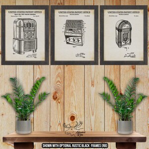Jukebox Patent Print Set of 3 - Retro Jukebox Posters - Music Lover Gift - Jukebox Collector Gift - Vintage Diner Decor - Man Cave Wall Art