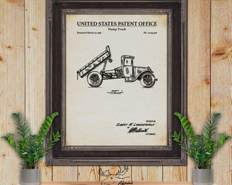 Dump Truck Patent Print - 1936 Dump Truck Invention - Dump Truck Poster - Construction Equipment Decor - Heavy Equipment Operator Gift