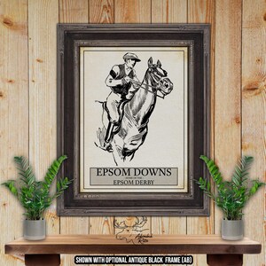 Epsom Downs Horse Racing Poster - Epsom Derby Horse Race Print - Equestrian Wall Art - British Race Course Print - Race Horse Decor