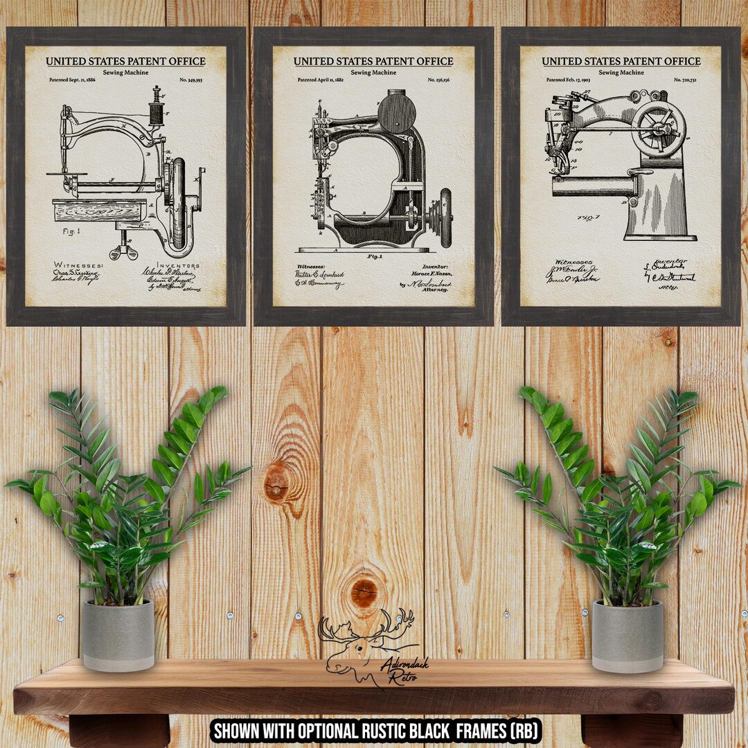 Sewing Machine Patent Print Set of 3 - Sewing Inventions - Retro Sewing ...