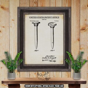 Golf tee patent print-1930 golf tee ontwerp blauwdruk-retro golfen uitvinding poster-golfer cadeau idee-man Cave muur decor