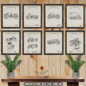 Motorcycle Patent Print Set of 8 - Motorcycle Posters - Motorcycle Inventions - Biker Gift - Motorcycle Wall Art - Motorcycle Wall Decor