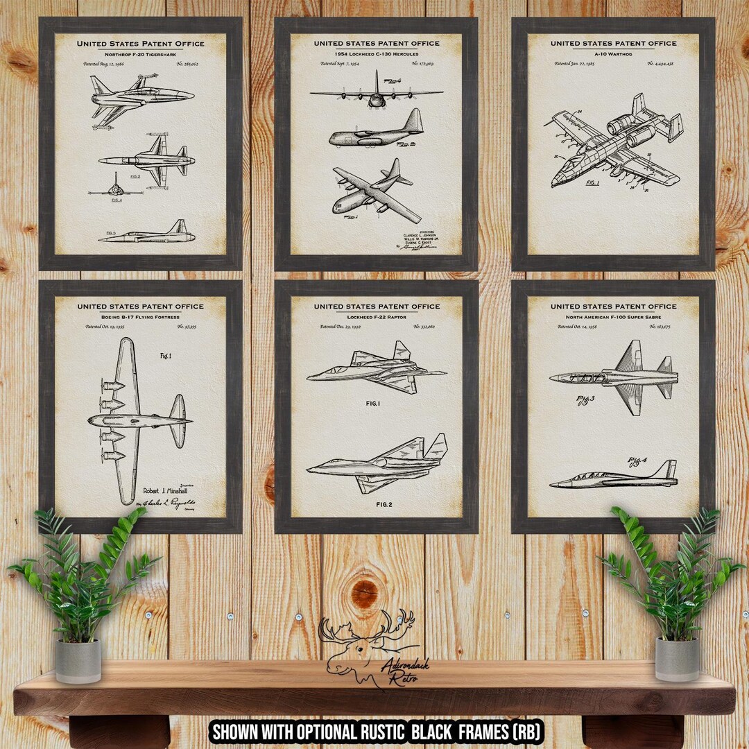 Military Airplane Patent Print Set of 6 - Military Aircraft Posters ...