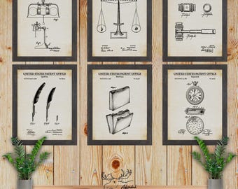 Lawyer Patent Print Set of 6 - Judicial Inventions - Law Posters - Law School Graduate Gift - Lawyer Gift Set - Attorney Office Decor