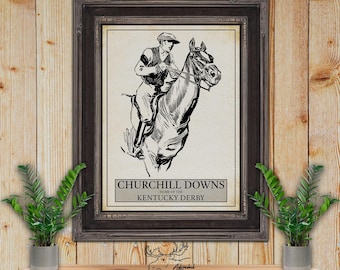 Churchill Downs Horse Racing Poster - Kentucky Derby Horse Race Print - Equestrian Wall Art - Vintage Race Course Print - Thoroughbred Print