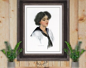 Coles Phillips Fadeaway Girl Art Print - Thinking Of You Art Deco Romance Illustration - Vintage Fashion Wall Art - Glamour Girl Poster