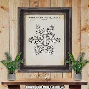 Snowflake Patent Print - 1926 Snowflake Illustration - Christmas Wall Art - Holiday Wall Decor - Christmas Print - Vintage Snowflake Poster