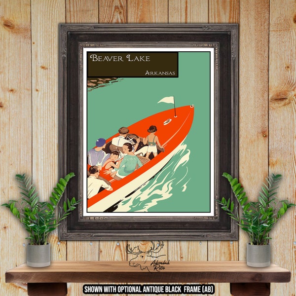 Beaver Lake Arkansas Custom Retro Lake Print - Vintage Boating Poster - Nautical Wall Art - Lake House Wall Decor - Boat Owner Gift