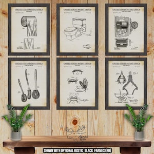 Bathroom Patent Print Set of 6 - Retro Bathroom Inventions - Plumber Gift Set - Bathroom Wall Decor - Vintage Bathroom Posters