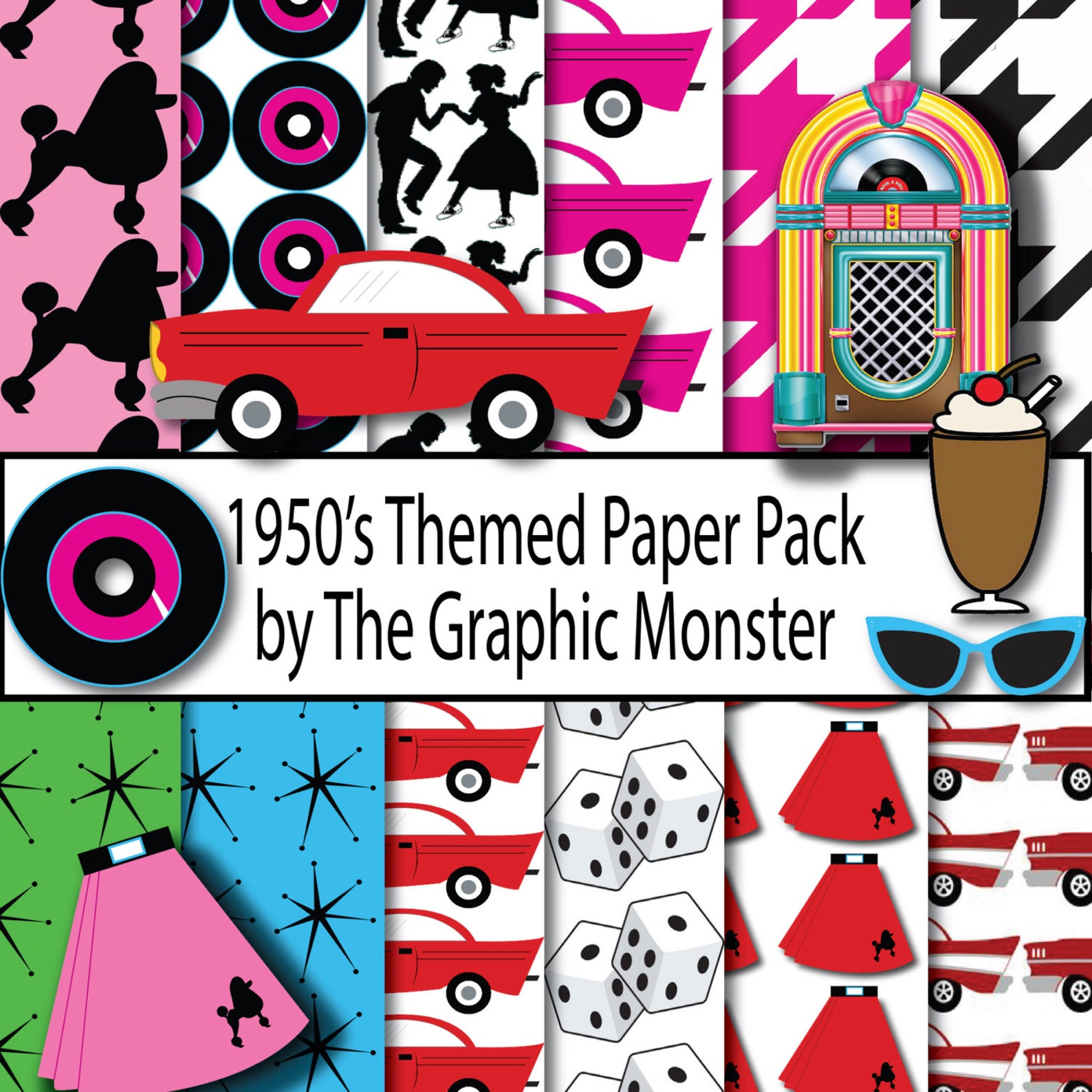 1950's Scrapbook Paper Digital Paper 1950's Clip Art | Etsy