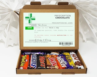 Personalised Get well soon prescription Hug in a box, Letterbox gift Afternoon tea, hamper gift, thank you gift,