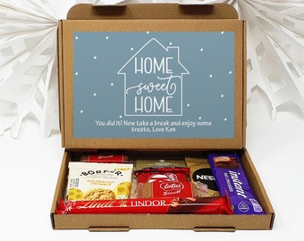 Personalised New Home House Pamper Treat Box Letterbox Gift Hug in a Box Hamper Chocolate Sweets Tea Lover Coffee Vegan Floral