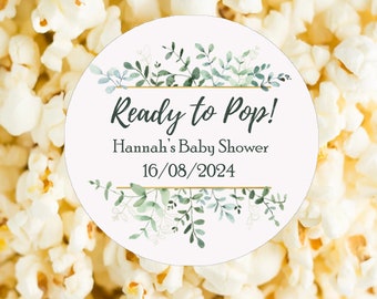 35 Personalised Baby Shower Stickers Thank You Popcorn Cone stickers, Favour bag stickers, Ready to Pop - Various colours Floral