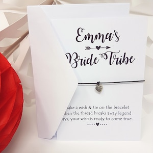 Personalised Bride Tribe Bride Squad cards Wish Bracelet Hen Party Favour