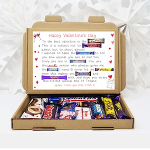 Personalised Valentine cute Chocolate poem Gift -  for Him Her Husband Wife Girlfriend Boyfriend Selection Gift Box hamper unique treat