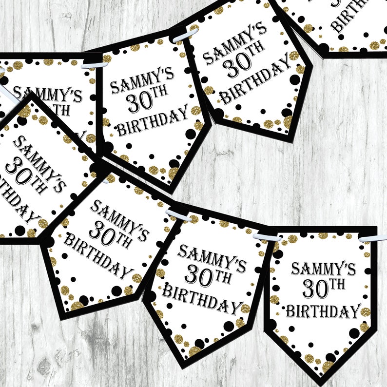 Personalised Birthday Bunting 5th 13th 16th 18th 21st 30th 40th 50th 60th Banner