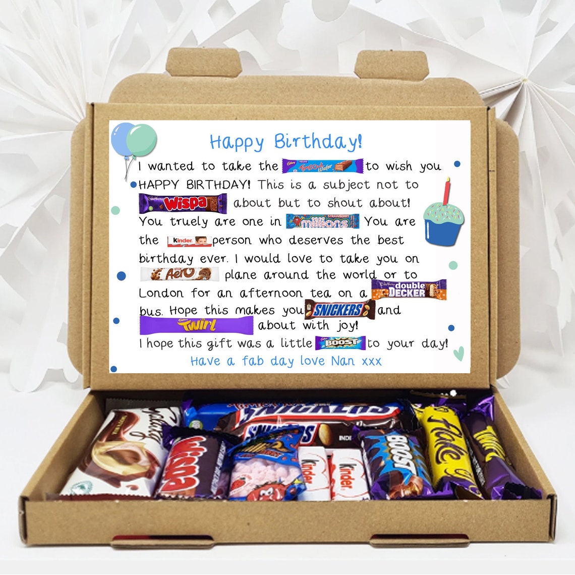 Personalised Birthday Poem Chocolate Treats Box Gift Hamper Etsy UK