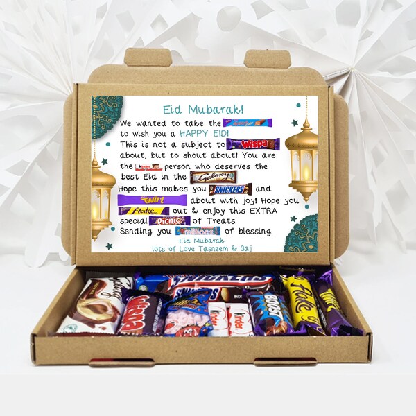 Personalised Eid Mubarak & Ramadan Muslim Celebration green floral gift Box - unique gifts
