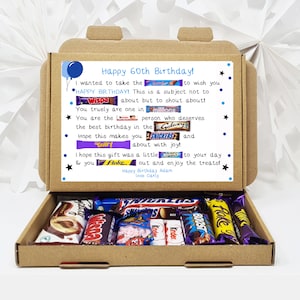 Personalised Birthday Gift 21st 18th 30th 40th Poem Chocolate Treats Box Hamper Sweet Present Gift for all ages Him/Her 60th Birthday