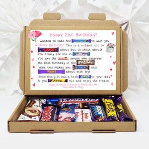 Personalised Birthday Gift 21st 18th 30th 40th Poem Chocolate Treats Box Hamper Sweet Present Gift for all ages Him/Her 21st Birthday