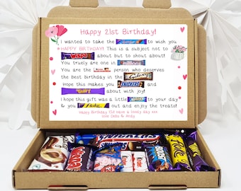 Personalised Birthday Gift 21st 18th 30th 40th Poem Chocolate Treats Box Hamper Sweet Present  Gift for all ages Him/Her