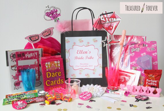 HEN PARTY BAG *FILLED* ANIMAL PERSONALISED GIFT BAGS FAVOUR ACCESSORIES GAME