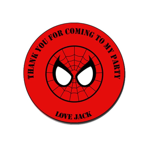 Stickers super-héros personnalisés anniversaire SPIDERMAN pour la fête, merci, sacs cônes sucrés
