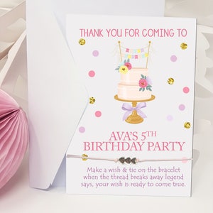 Personalised  Wish Bracelets Girls Birthday Party Bag Fillers favours Thank you cards