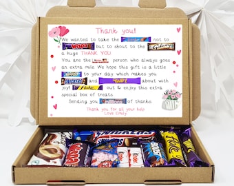 POEMA DE AGRADECIMIENTO personalizado CAJA DE CHOCOLATE Abrazo en una caja Cesta de regalo para buzón, gracias, Anímate, Anímame, para un amigo, pensando en ti