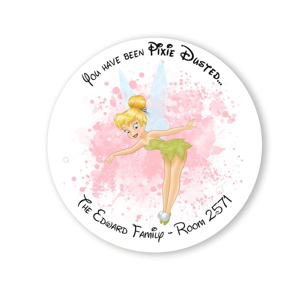 Pegatinas personalizadas "Te han cubierto de polvo de hadas" para regalar, pegatinas de hadas, patos de crucero y etiquetas de regalo para cruceros.
