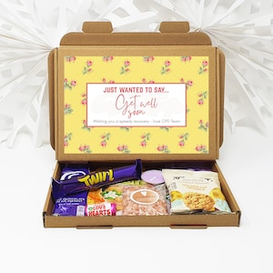 Get well soon Hug in a box, Letterbox gift Afternoon tea, hamper gift, thank you gift, Floral Yellow