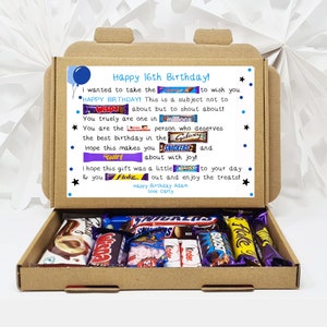 Personalised Birthday Gift 21st 18th 30th 40th Poem Chocolate Treats Box Hamper Sweet Present Gift for all ages Him/Her 16th Birthday