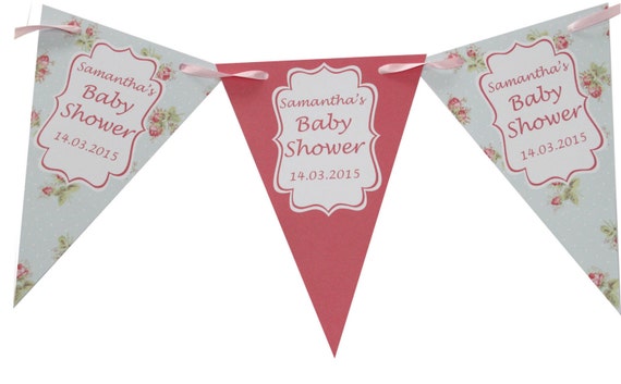 Baby Shower Christening Hen Party Birthday 1st 2nd 3rd 30th 60th Personalised Bunting Banner Party Decoration Shabby Chic