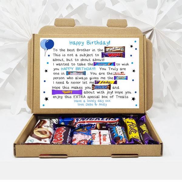 Personalised Birthday Poem Chocolate Treats Box Gift Hamper Sweet Present  Gift for all ages Him/Her