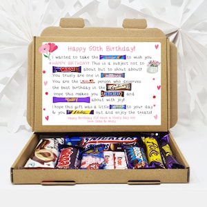 Personalised Birthday Gift 21st 18th 30th 40th Poem Chocolate Treats Box Hamper Sweet Present Gift for all ages Him/Her 50th Birthday