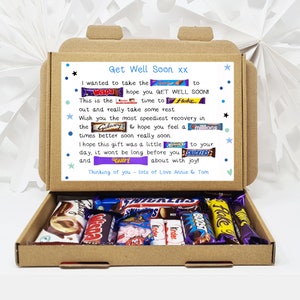 Get well soon Hug in a box, Letterbox gift Afternoon tea, hamper gift, thank you gift, Blue Poem