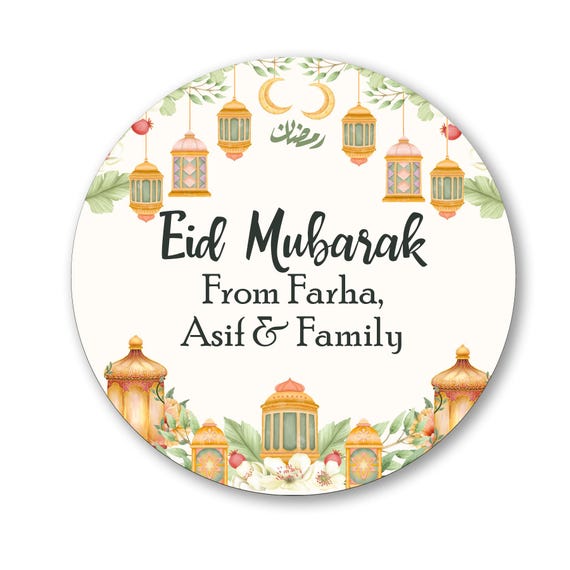 Eid Mubarak, 576 adesivi Ramadan, Ramadan, decorazione per feste, adesivi musulmani, per confezioni regalo, rotondi, caramelle
