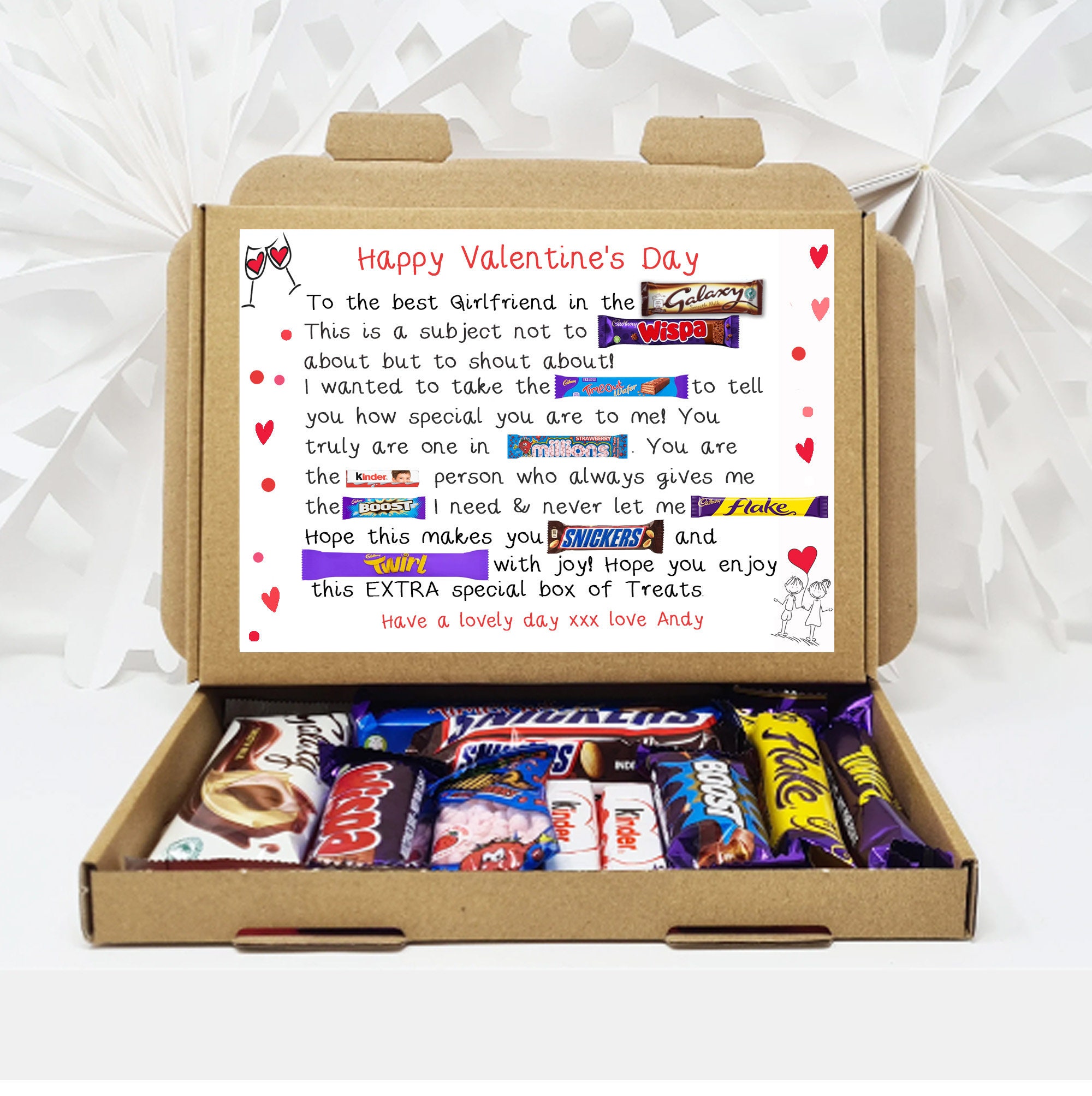 Personalised Valentine Cute Chocolate Poem Gift for Him Her Chocolate  Selection Gift Box Hamper Unique Treat 