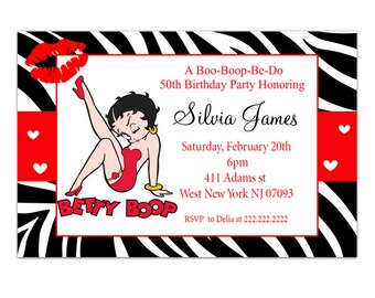 Personalized Betty Boop Birthday Party Invitation Printable | Etsy