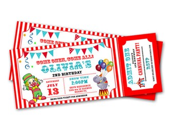 carnival ticket invitation etsy