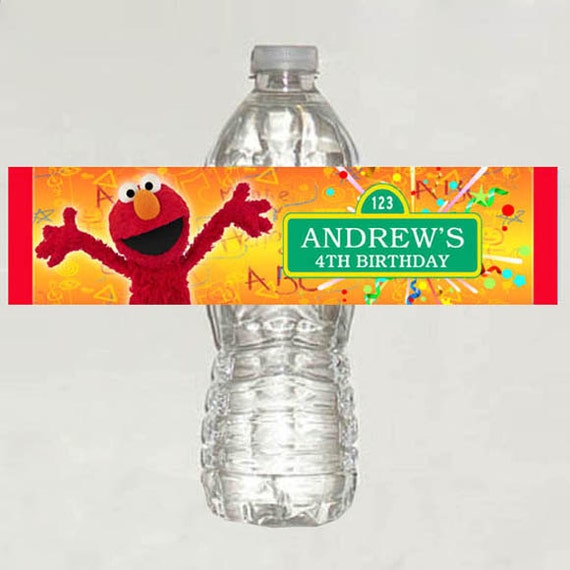 Elmo-Sesame-Street birthday water bottle label Printable | Etsy
