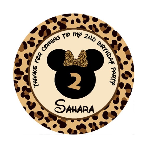 minnie mouse mini round sticker leopard cheetah animal print etsy